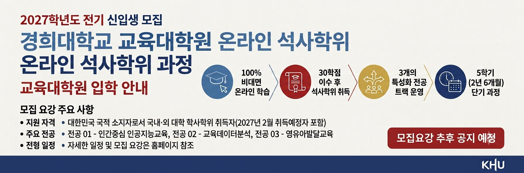 2027학년도 전기 신입생 모집 교육대학원 온라인 석사학위 과정